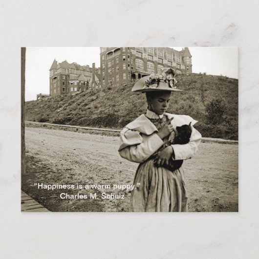 Het  meisje van 1890 met PUppy Dog! Citaat Briefkaart (Voorkant)