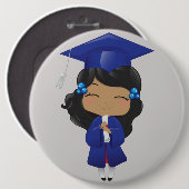 Het Meisje van afstuderen in Blauw Ronde Button 6,0 Cm (Voorkant /achterkant)