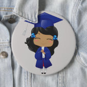 Het Meisje van afstuderen in Blauw Ronde Button 6,0 Cm (In situ)