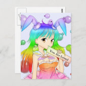 Het Meisje van Anime van het Konijntje van de Briefkaart (Voorkant / Achterkant)