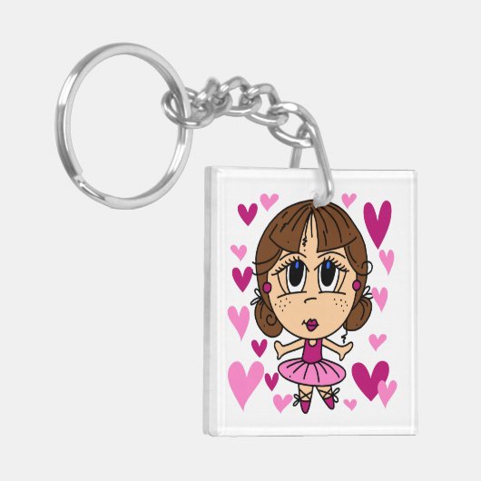 Het Meisje van de ballerina Sleutelhanger (Voorkant Links)