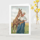 Het Meisje van de koe en Haar Wenskaart van het Kaart (Gele Bloem)