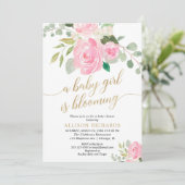 Het meisje van de lente blaast de roze gouden douc kaart (Staand voorkant)