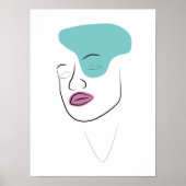 Het meisje van de lijnkunst gezicht met minimalist poster (Voorkant)