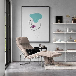 Het meisje van de lijnkunst gezicht met minimalist poster