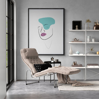 Het meisje van de lijnkunst gezicht met minimalist poster