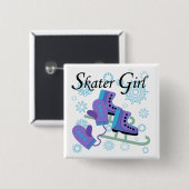 Het Meisje van de schaatser Vierkante Button 5,1 Cm (Voorkant /achterkant)