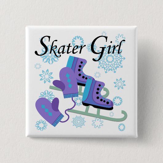 Het Meisje van de schaatser Vierkante Button 5,1 Cm (Voorkant)