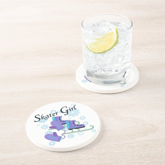 Het Meisje van de schaatser Zandsteen Onderzetter (Zijkant)