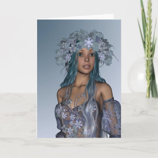 Het Meisje van de sneeuw Feestdagen Kaart (Voorkant)