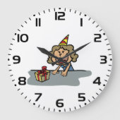 Het meisje van de verjaardag met een cadeau grote klok (Voorkant)