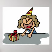 Het meisje van de verjaardag met een cadeau poster (Voorkant)