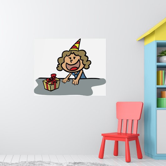 Het meisje van de verjaardag met een cadeau poster