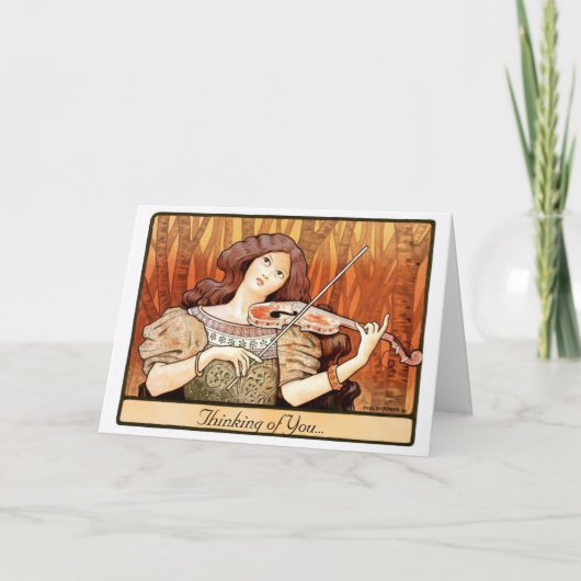 Het Meisje van de Viool van de Jugendstil Kaart (Voorkant)