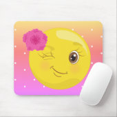 Het Meisje van Flirty knipoogt Emoji Polkadot Muismat (Met muis)