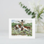 Het meisje van Foxhunt van de Kunst van het paard Briefkaart (Staand voorkant)