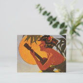 Het meisje van Hawaï het spelen ukelele op Briefkaart (Staand voorkant)