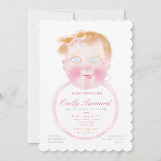 Het meisje van het baby met slab, de Uitnodiging (Voorkant)