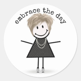 Het Meisje van het Cijfer van de kruis in Sneakers Ronde Sticker