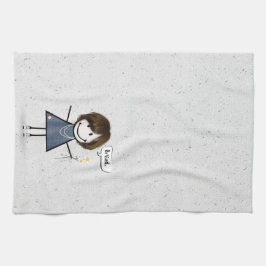 Het Meisje van het Cijfer van de kruis met Citaat Theedoek