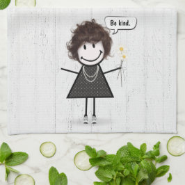 Het Meisje van het Cijfer van de kruis met Daisies Theedoek
