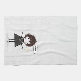 Het Meisje van het Cijfer van de kruis met Daisies Theedoek