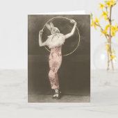 Het meisje van het konijn met het wenskaart van de kaart (Gele Bloem)