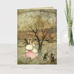 Het Meisje van Kerstmis Feestdagen Kaart