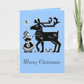 Het Meisje van Lapland houdt de Kerstkaart van het Feestdagen Kaart (Voorkant)