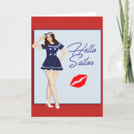 Het Meisje van Pinup van de Zeeman van het hallo Kaart