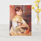 Het Meisje van Renoir met het Wenskaart van de Kat Kaart (Gele Bloem)