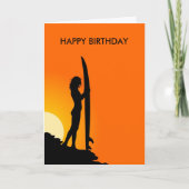 Het Meisje van Surfer van de zonsondergang met de Kaart (Voorkant)