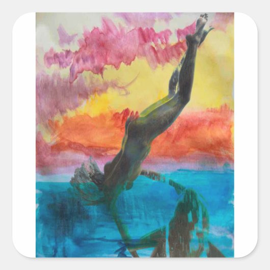 Het meisje vierkante sticker (Voorkant)