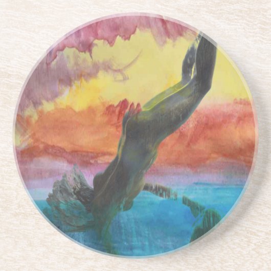 Het meisje zandsteen onderzetter (Voorkant)