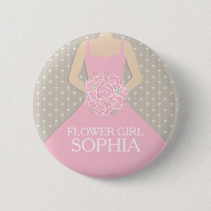 Het meisjes roze kleding van de bloem genoemd de ronde button 5,7 cm