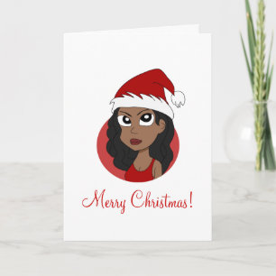 Het meisjescartoon van Kerstmis Feestdagen Kaart