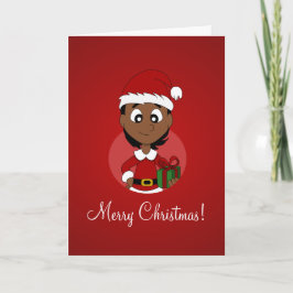 Het meisjescartoon van Kerstmis Feestdagen Kaart