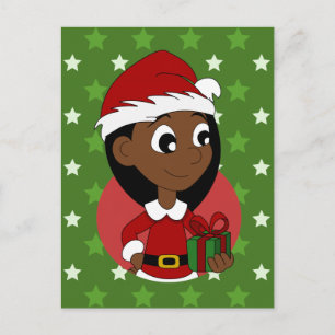 Het meisjescartoon van Kerstmis Feestdagenkaart