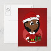 Het meisjescartoon van Kerstmis Feestdagenkaart (Voorkant / Achterkant)