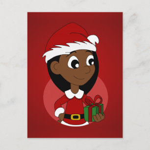 Het meisjescartoon van Kerstmis Feestdagenkaart