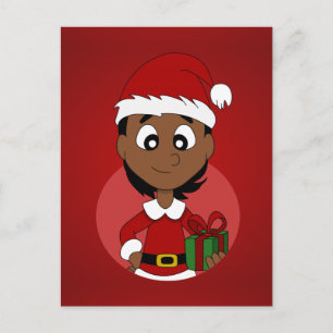Het meisjescartoon van Kerstmis Feestdagenkaart