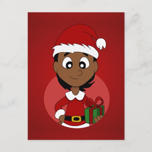 Het meisjescartoon van Kerstmis Feestdagenkaart (Voorkant)