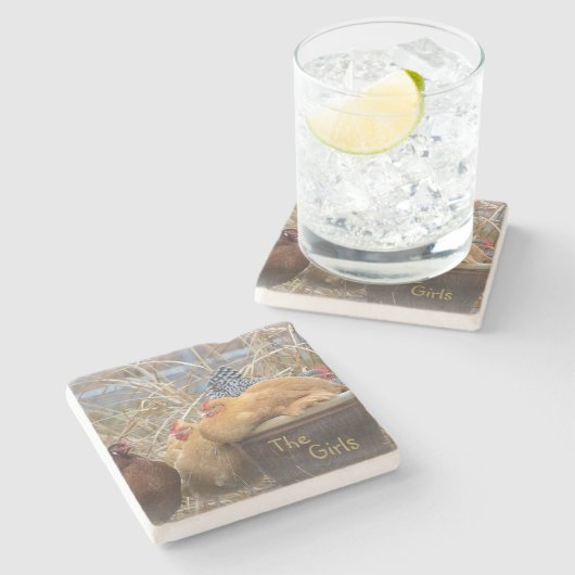 Het Meisjeskippenfeest Stenen Onderzetter (Zijkant)