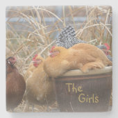 Het Meisjeskippenfeest Stenen Onderzetter (Voorkant)