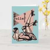 het meisjesspeld van de rolderby omhoog kaart (Gele Bloem)