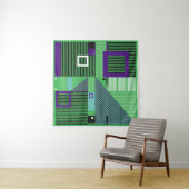 Het  memphis de stijlpatroon van de mode van de he wandkleed (In Situ (horizontaal))