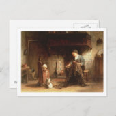 Het Mending van de Netten (olie op paneel) Briefkaart (Voorkant / Achterkant)