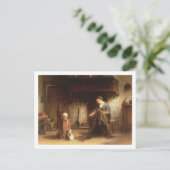 Het Mending van de Netten (olie op paneel) Briefkaart (Staand voorkant)