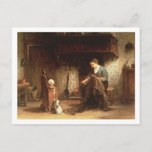 Het Mending van de Netten (olie op paneel) Briefkaart