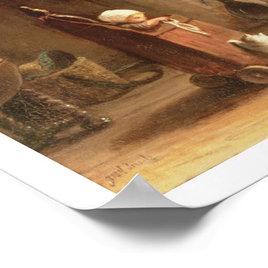 Het Mending van de Netten (olie op paneel) Poster (Hoek)